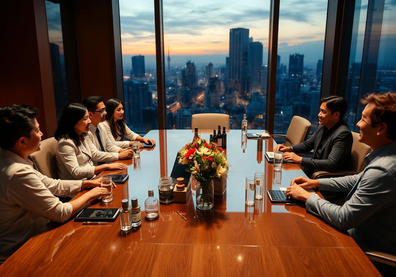 Business leaders in a private roundtable discussion